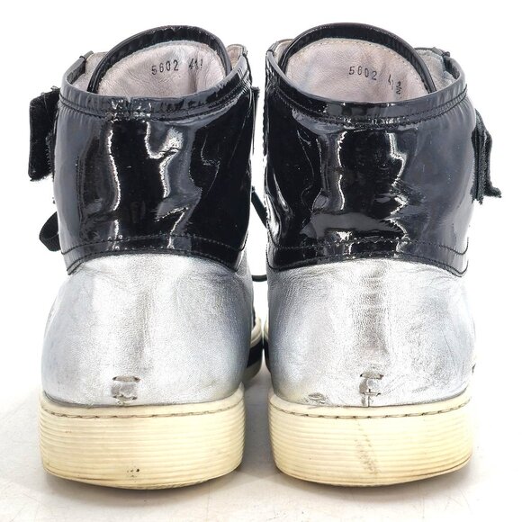 Alessandro Dell'Acqua Black Silver Metallic Fashion High-top Sneakers Mens 10.5 - Picture 8 of 14